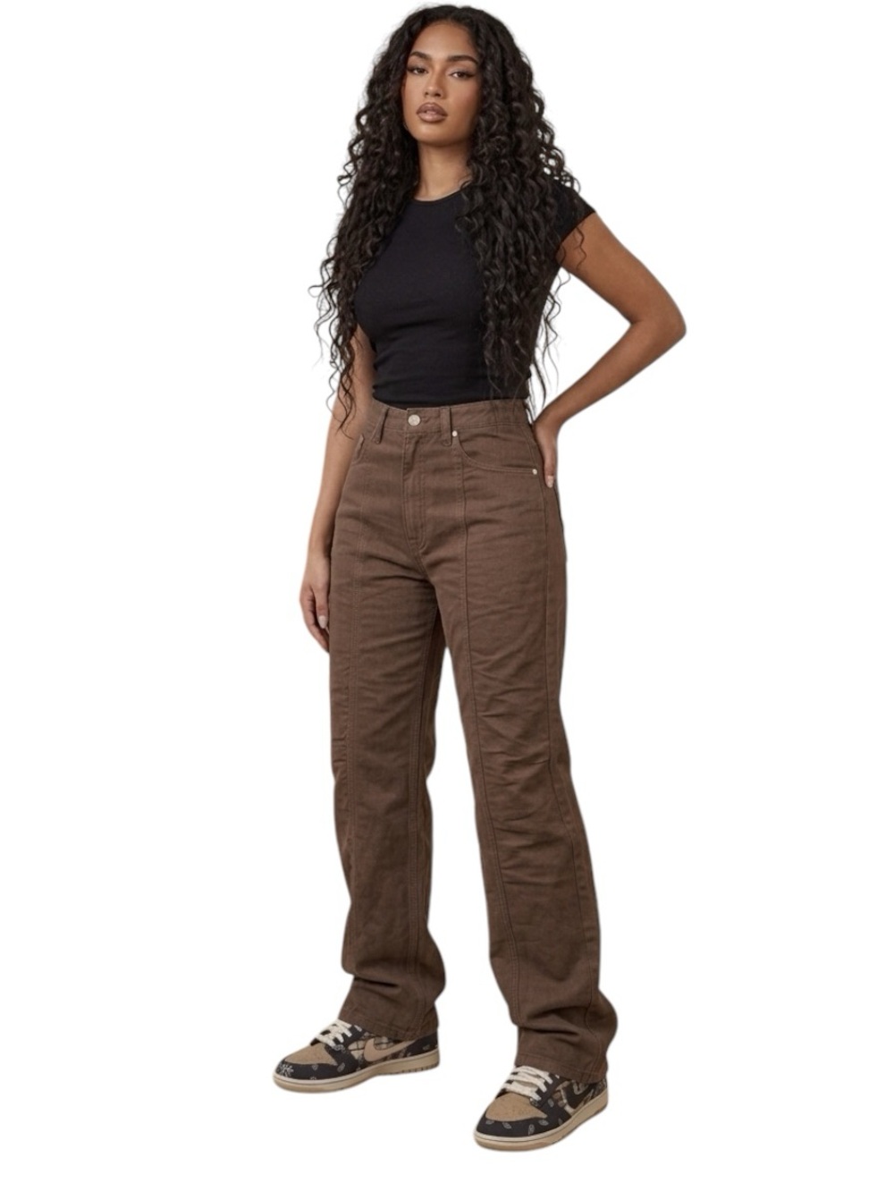 Nike Air Jordan x Travis Scott Canvas Pants Baroque Brown NWT Size 4 Womens $300